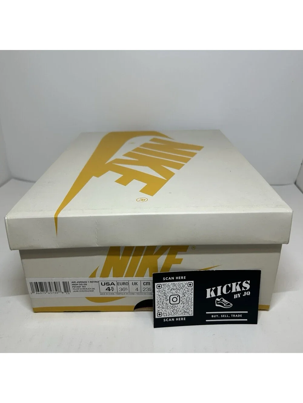 Air Jordan 1 Retro High OG Yellow Ochre GS - Size 4.5Y OG ALL - (FD1437-701)